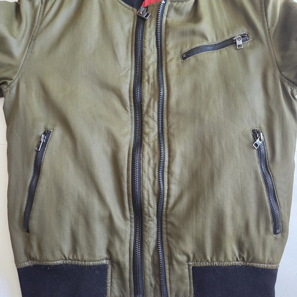 William Rast For Target Olive Bomber Jacket with Black Trim - Picture 9 of 12